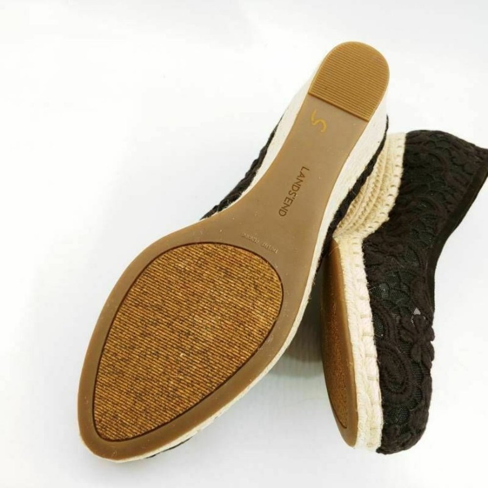 Lands End Womens Espadrille Shoes Black Floral 9.5 - Picture 4 of 9